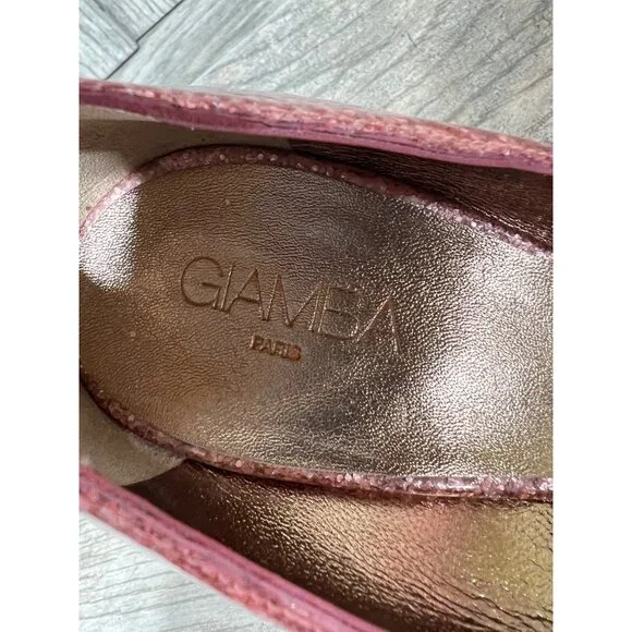 GIAMBA Paris Galactica Patent Rosa High Heels Pink Glitter Pumps 9.5 NWB - Picture 5 of 7